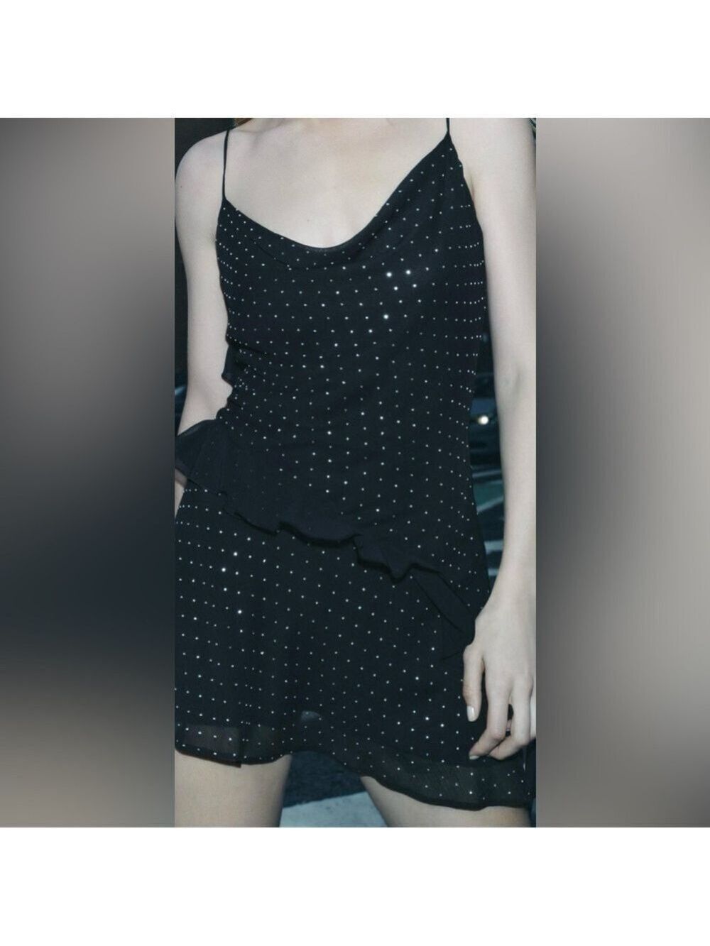 Zara Sparkly Ruffle Mini Dress - Picture 3 of 11